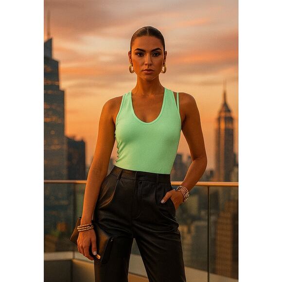 Helmut Lang Multi-Strap Tank Top XS/S Pastel Green Designer Luxury Street Chic - Picture 6 of 6